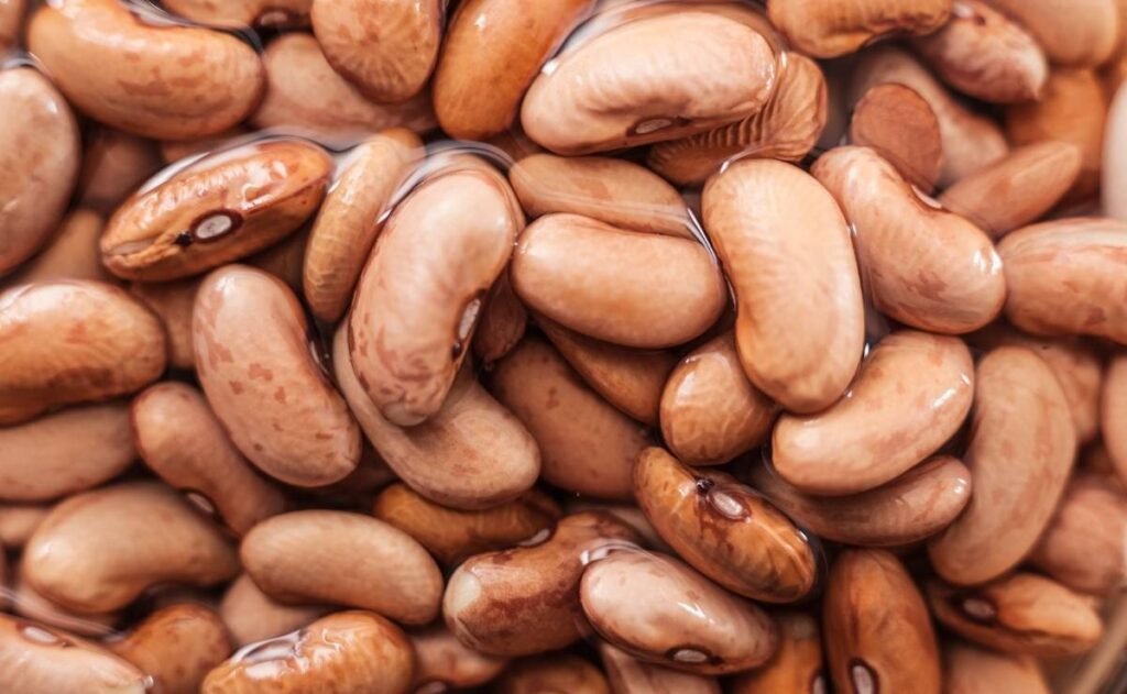 Close-up of soaked beans overnight in water – essential step to soak beans overnight for faster cooking and better nutrient absorption